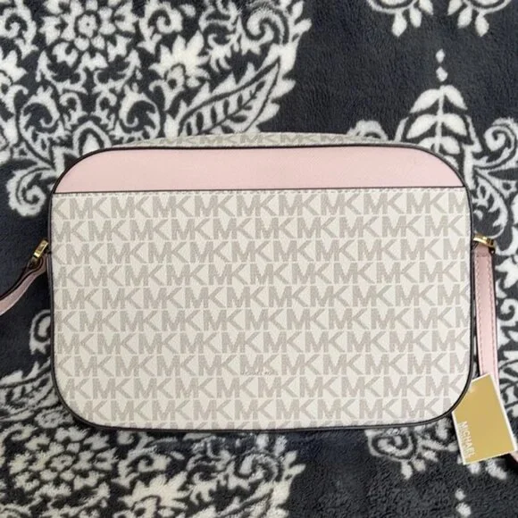 Michael Kors Jet Set Item Large East West Zip Chain Crossbody Powder Blush Multi - Picture 6 of 16